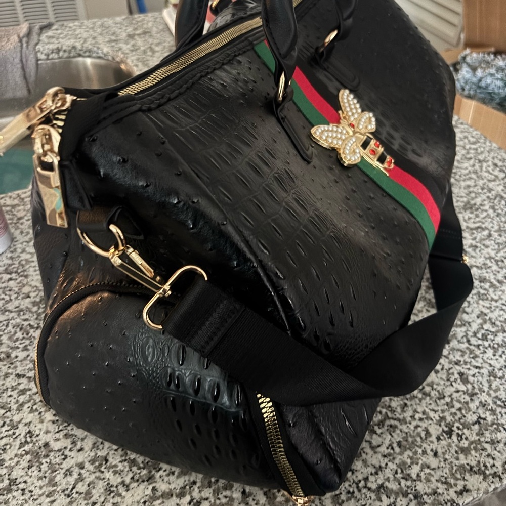 Others Follow Black Travel Bag with Gold Bee Accent - Picture 3 of 5